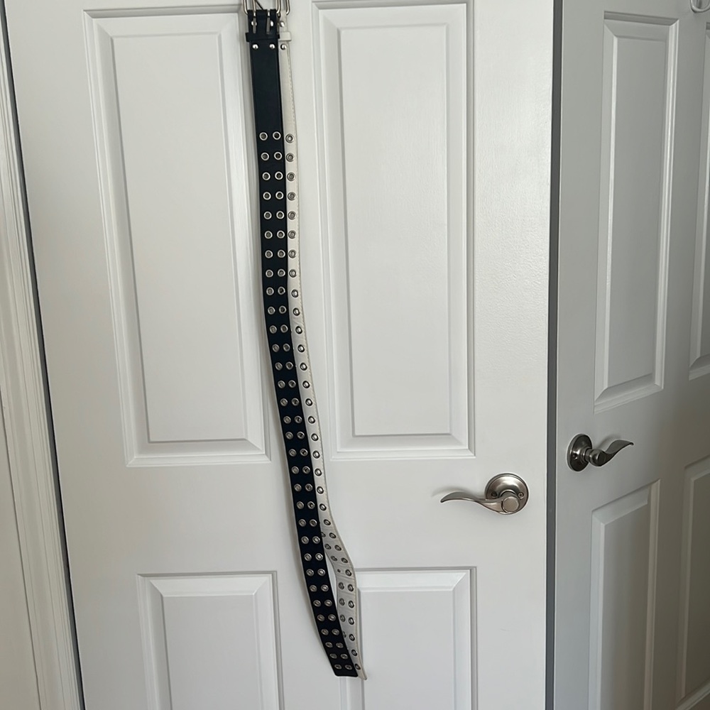Set of Black and White Grommet Belts
